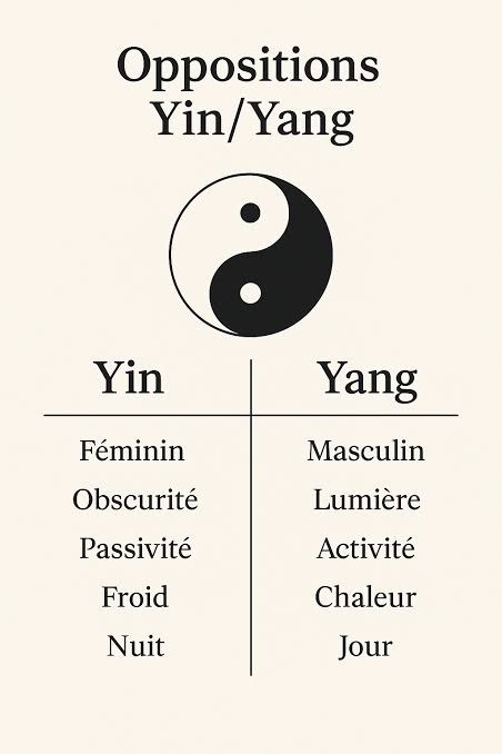 阴阳对应关系表：女性/男性、黑暗/光明、被动/主动、寒/热、夜/昼