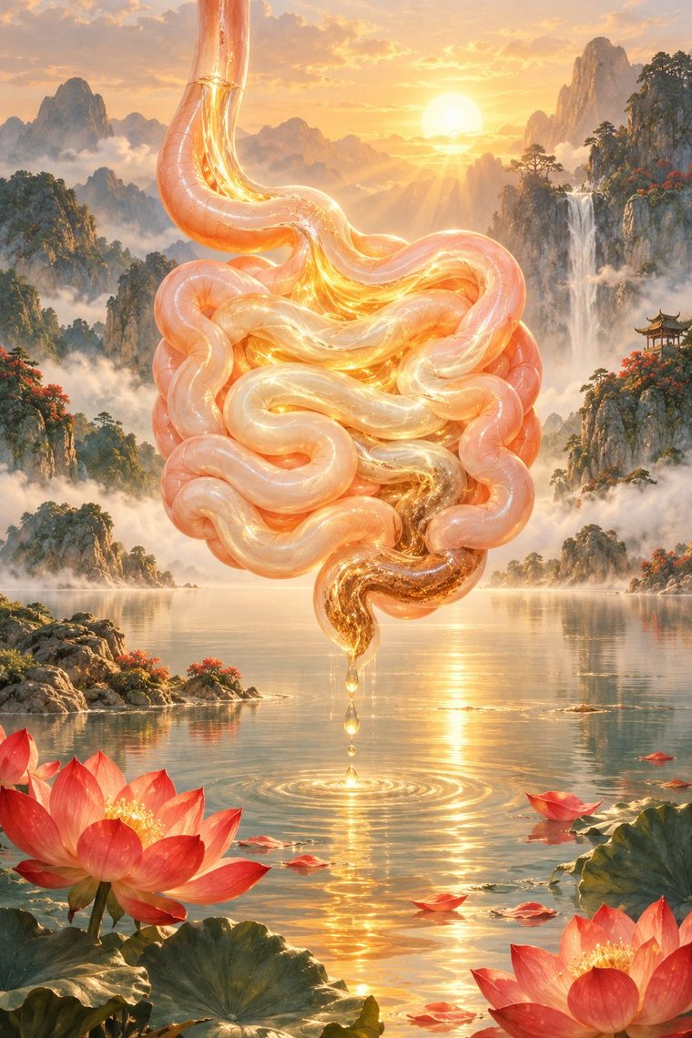Illustration symbolique du méridien de l'Intestin Grêle