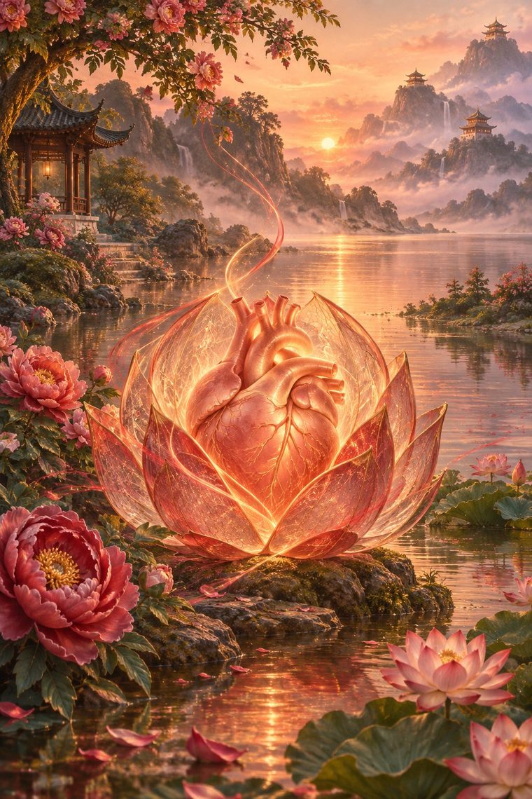 Illustration symbolique du méridien du Maître Cœur (Péricarde)