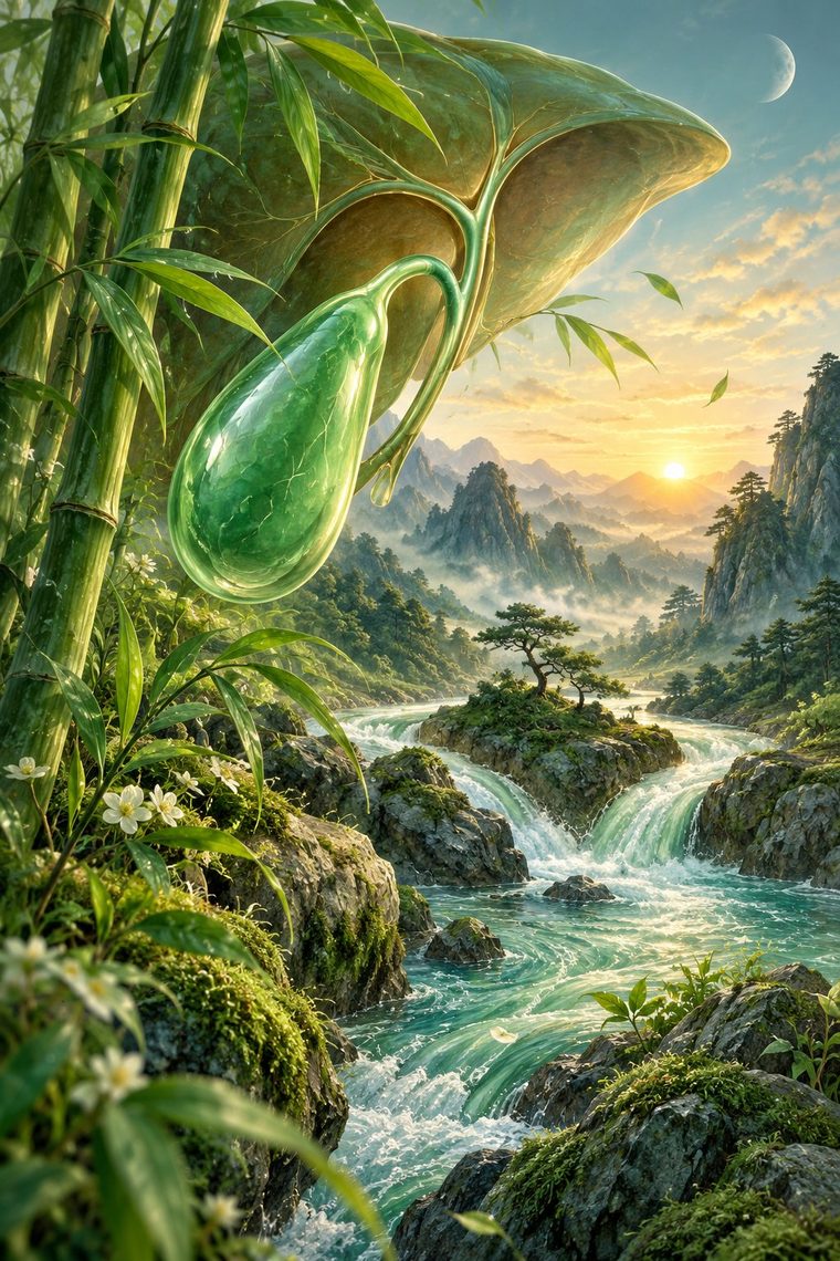 Illustration symbolique du méridien de la Vésicule Biliaire
