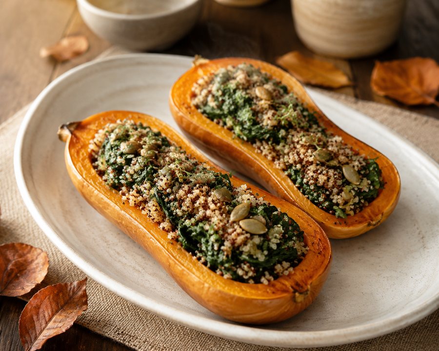 Butternut Farci, Quinoa & Épinards