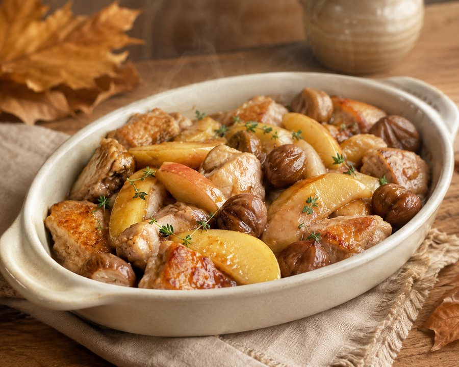 Sauté de Poulet, Pommes & Châtaignes