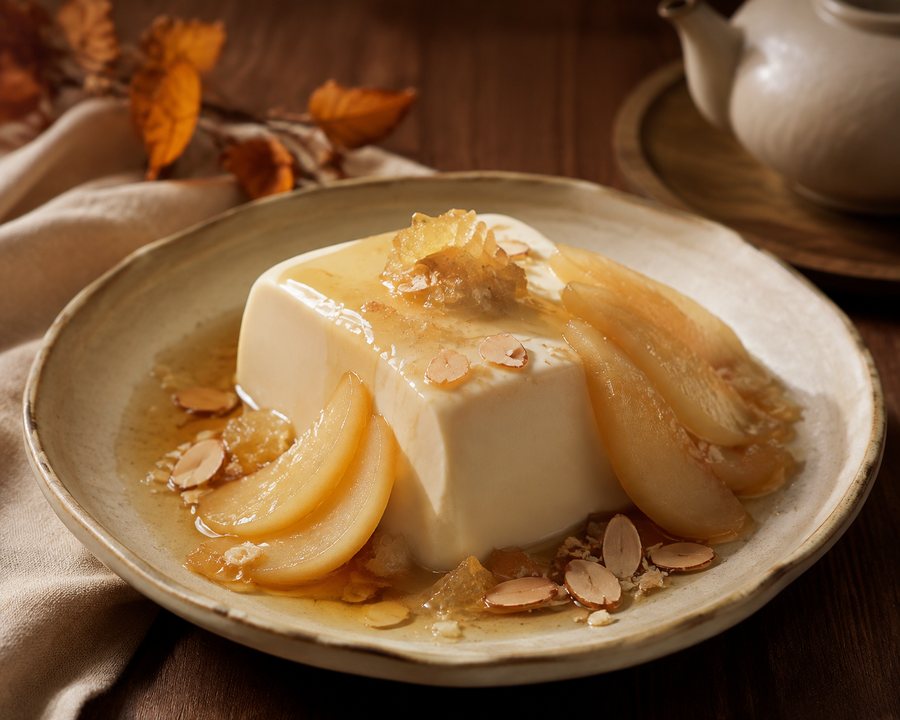 Tofu d'Amande aux Poires & Gingembre